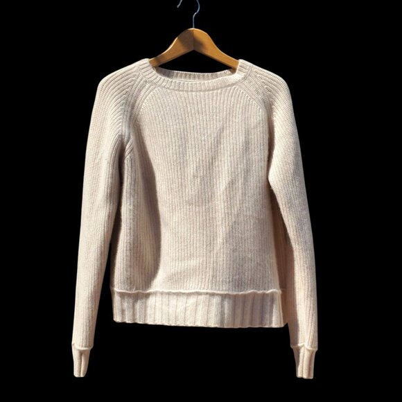 Brazeau Tricot 100% Cashmere Boxy Pullover Sweater Ivory Malibu L XL - Picture 1 of 12